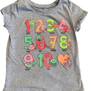 The Children's Place Gray and Green Short Sleeve Tee with Number Design